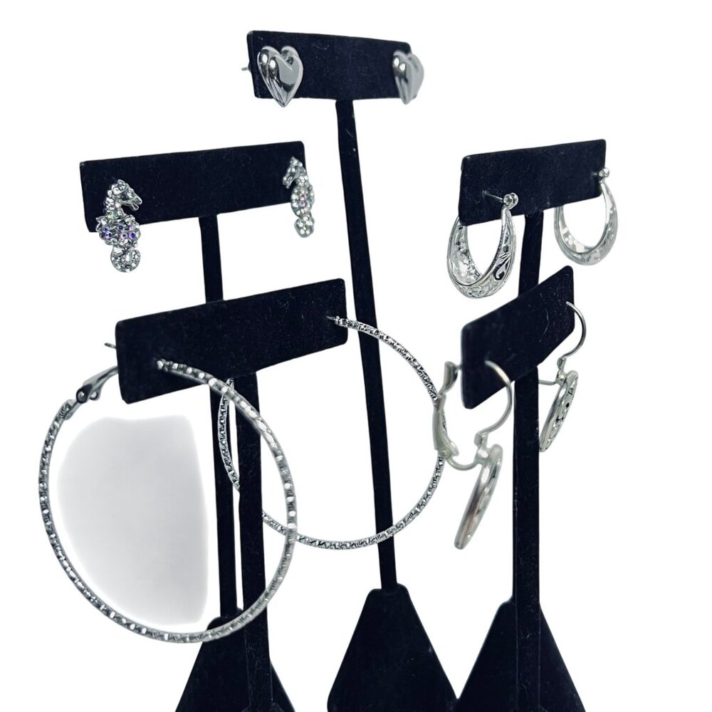 Lot of 5 Silver Tone Pierced Earrings (5838) - Picture 8 of 9